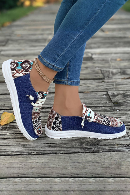 Bailee Vintage Aztec Lace-up Flat Shoes