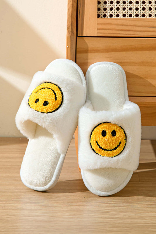 Smile Emoji Graphic Plush Home Slippers