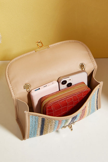 Striped Crochet Flapped Bag