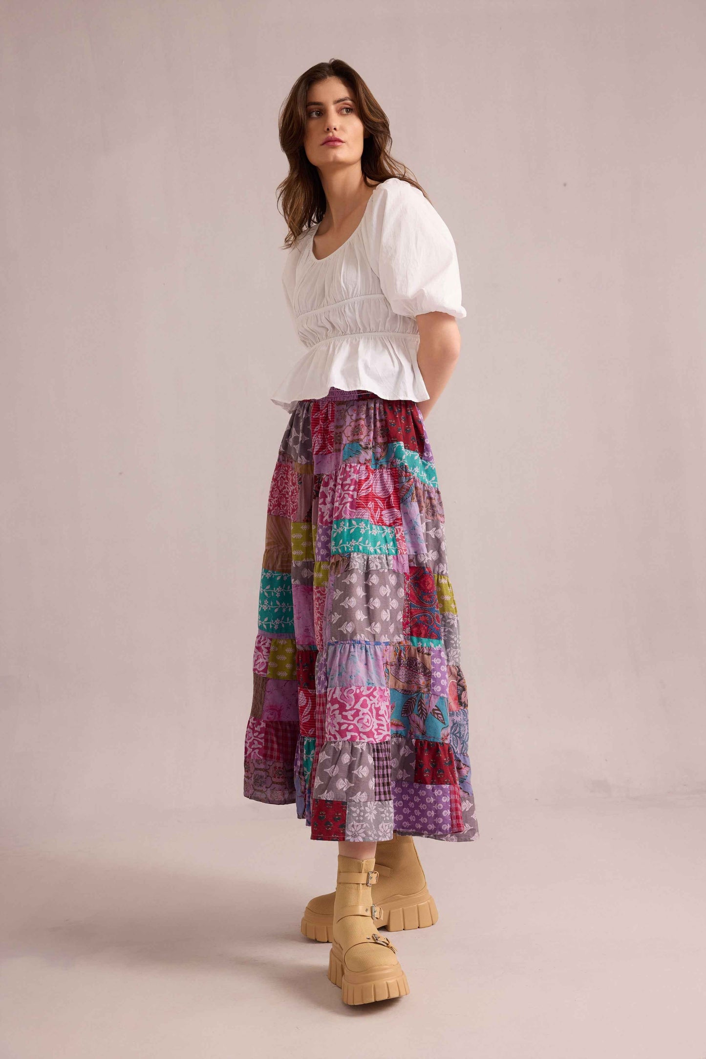 Love's Patchwork Skirt In Multicolor