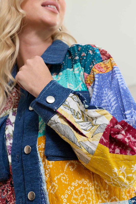 Loretta's Wild Patchwork Jacket in Painted Denim