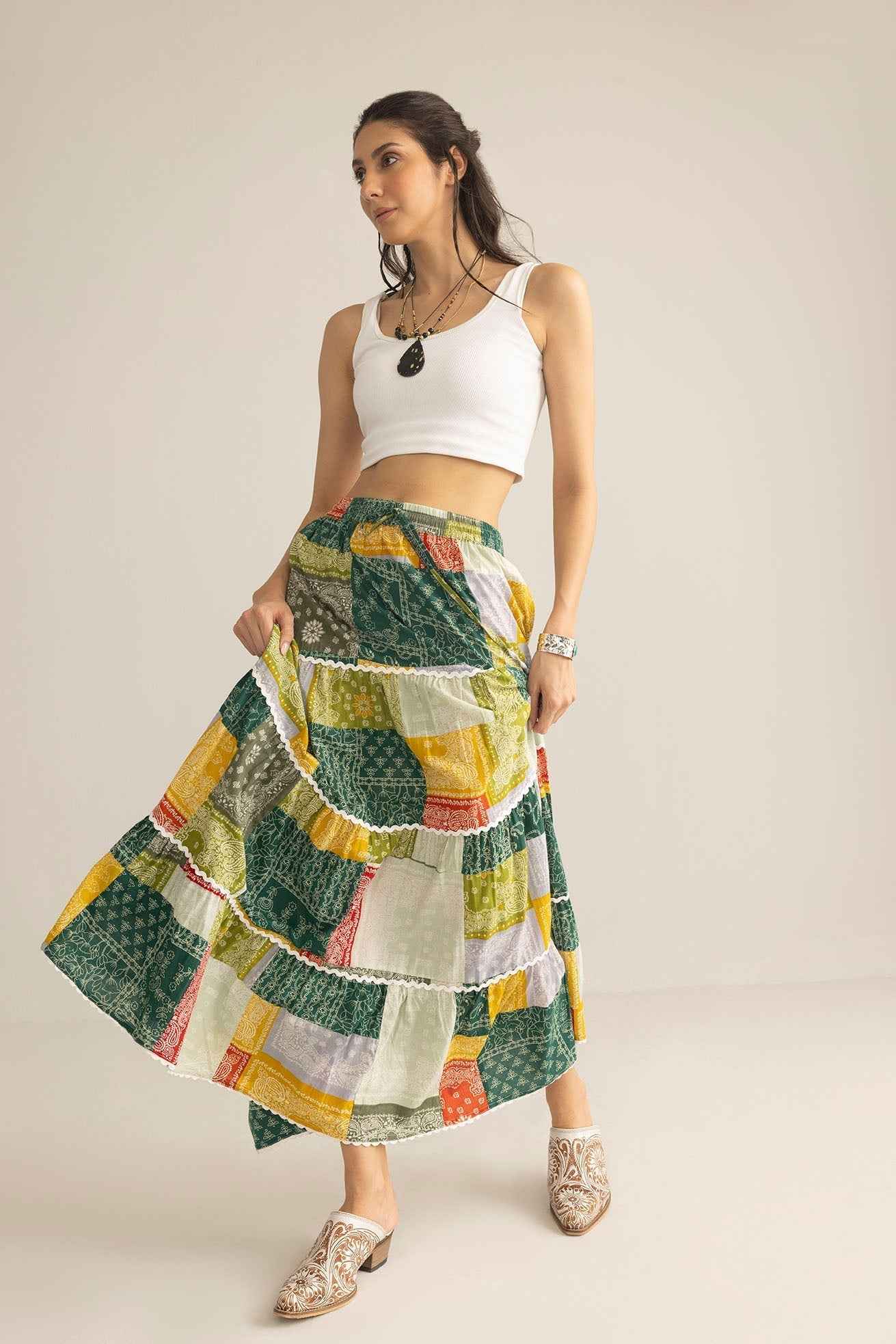 Junebug Patchwork Skirt in  Vintage Mix