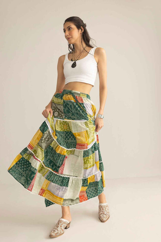 Junebug Patchwork Skirt in  Vintage Mix