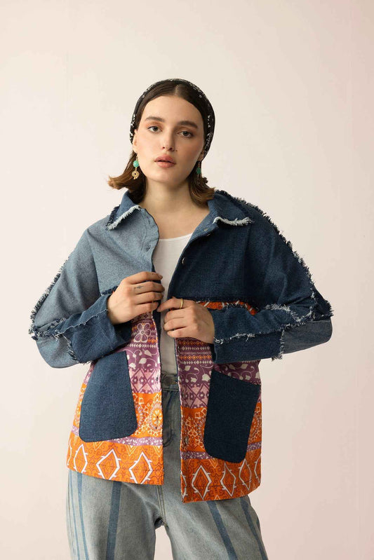 The Tessa Dune Shacket in Copper Denim