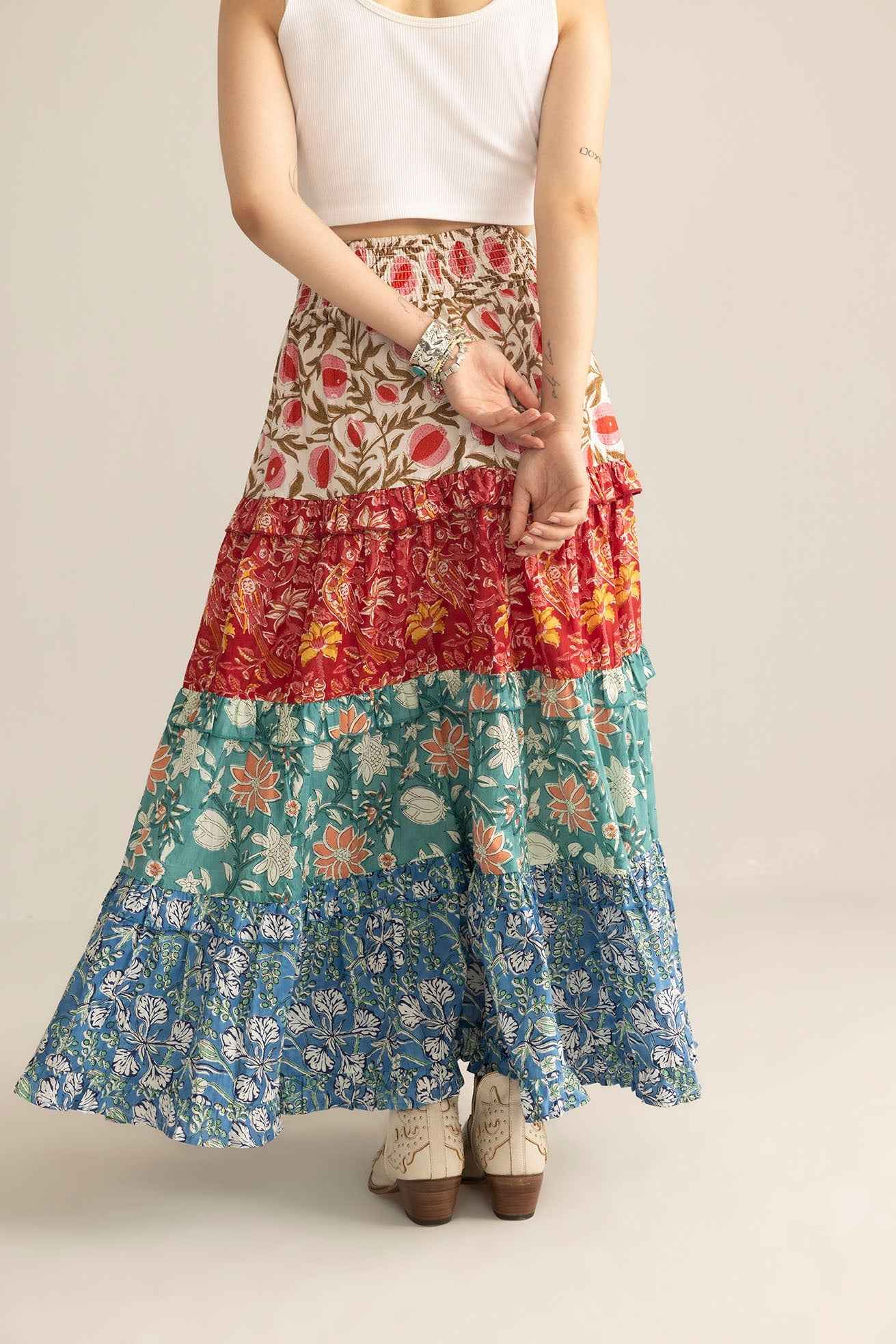Kismet Patchplay Skirt in Poppy Bloom