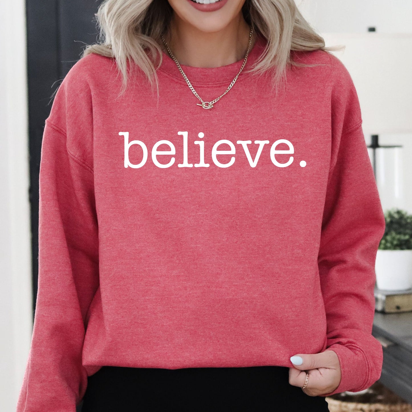 Believe, Classic Minimalist, Christmas, Winter, Snow, Santa, Xmas Sweatshirt