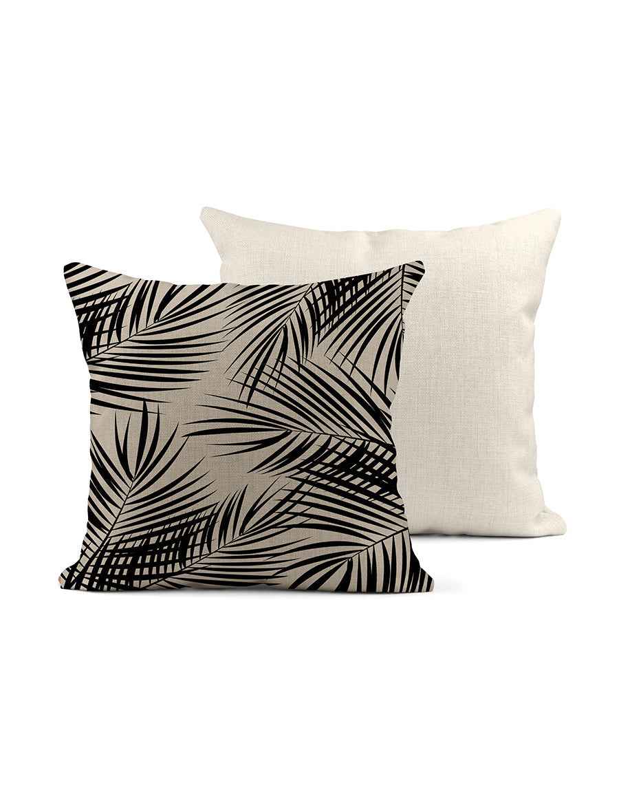 Black and Tan Palm Linen Pillow, College Student Gift,Christmas Gift, Mother's Day Gift