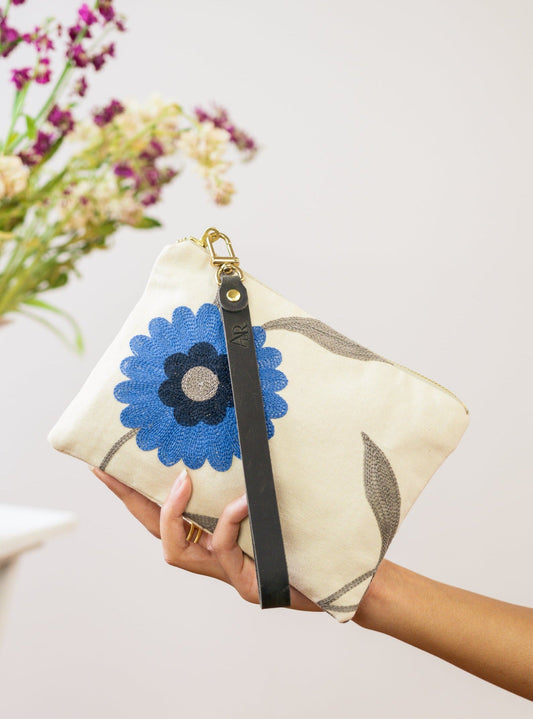 Blue Poppy Wristlet Purse