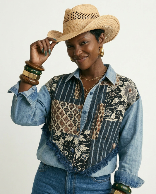 Free Spirit Patchwork Denim Blouse