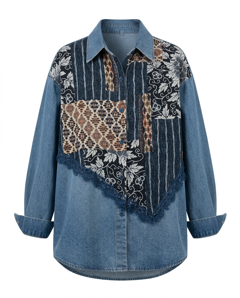 Free Spirit Patchwork Denim Blouse