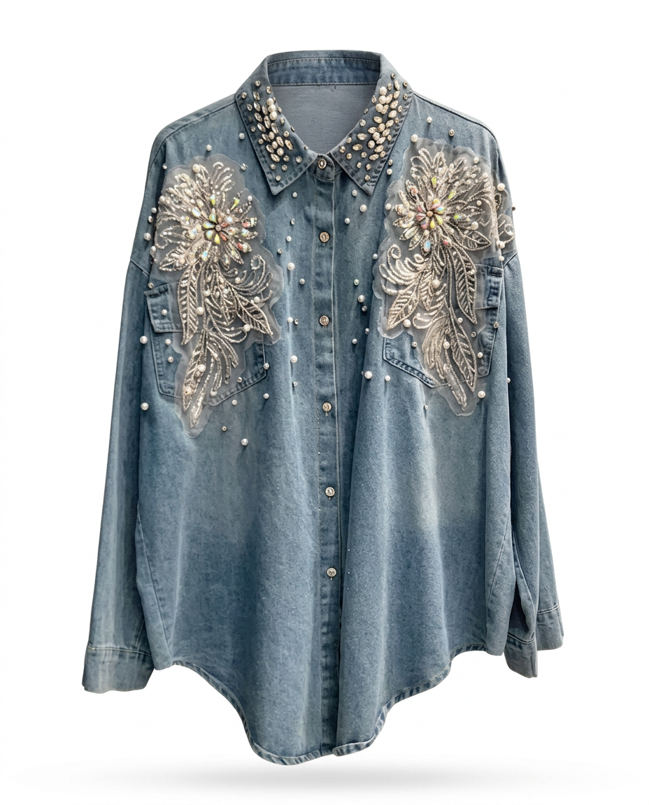 Undaunted Rhinestone Embroidered Blouse