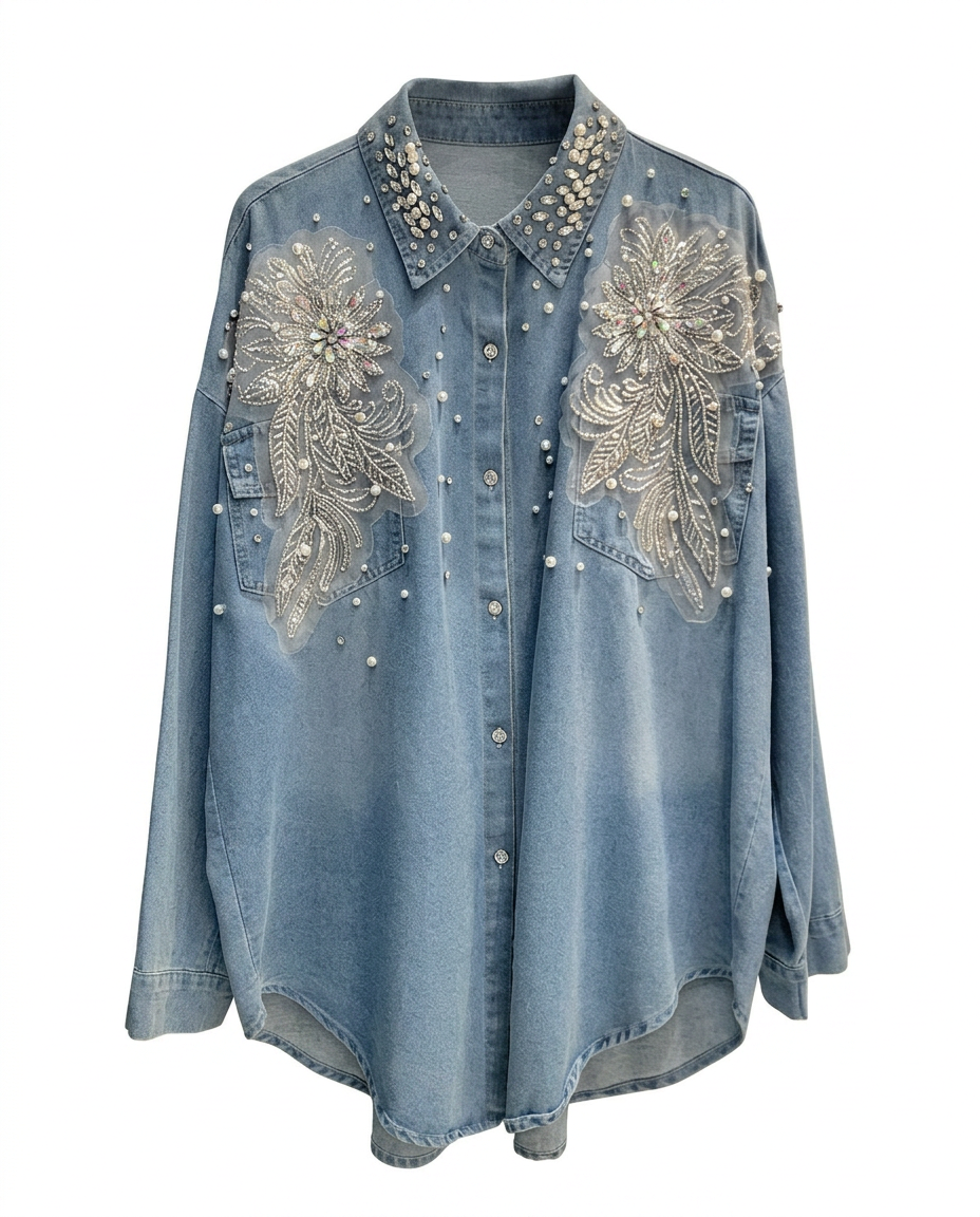 Undaunted Rhinestone Embroidered Blouse