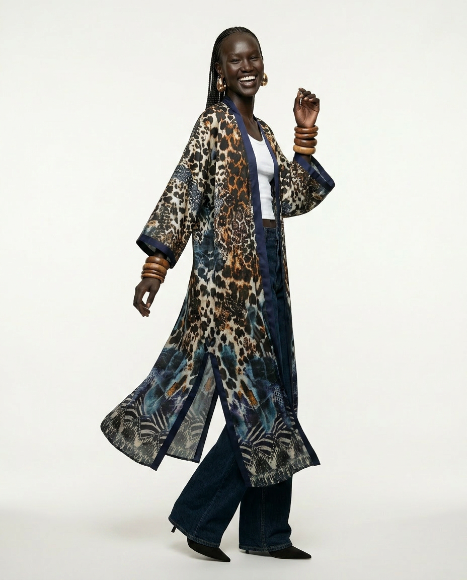 Fierce Leopard Print Boho Kaftan
