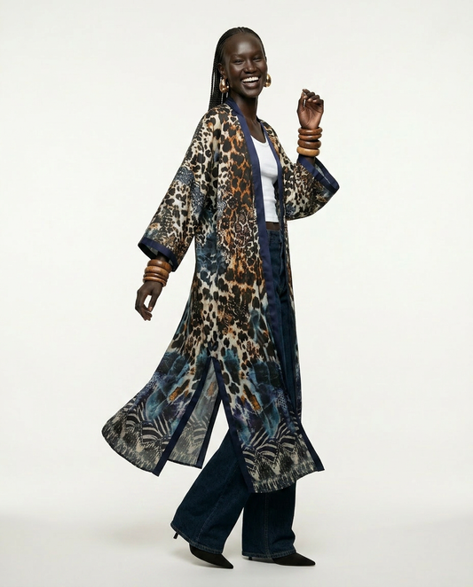 Fierce Leopard Print Boho Kaftan