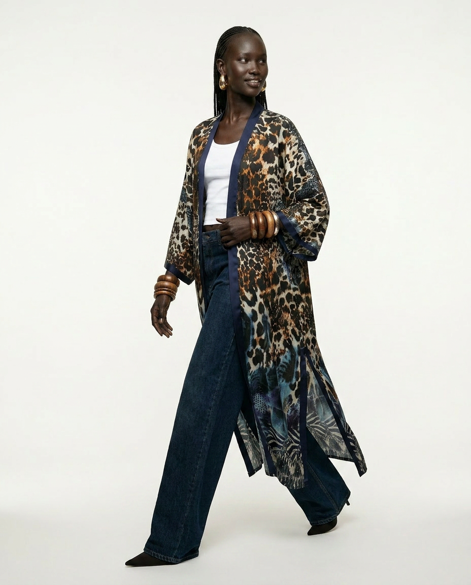 Fierce Leopard Print Boho Kaftan