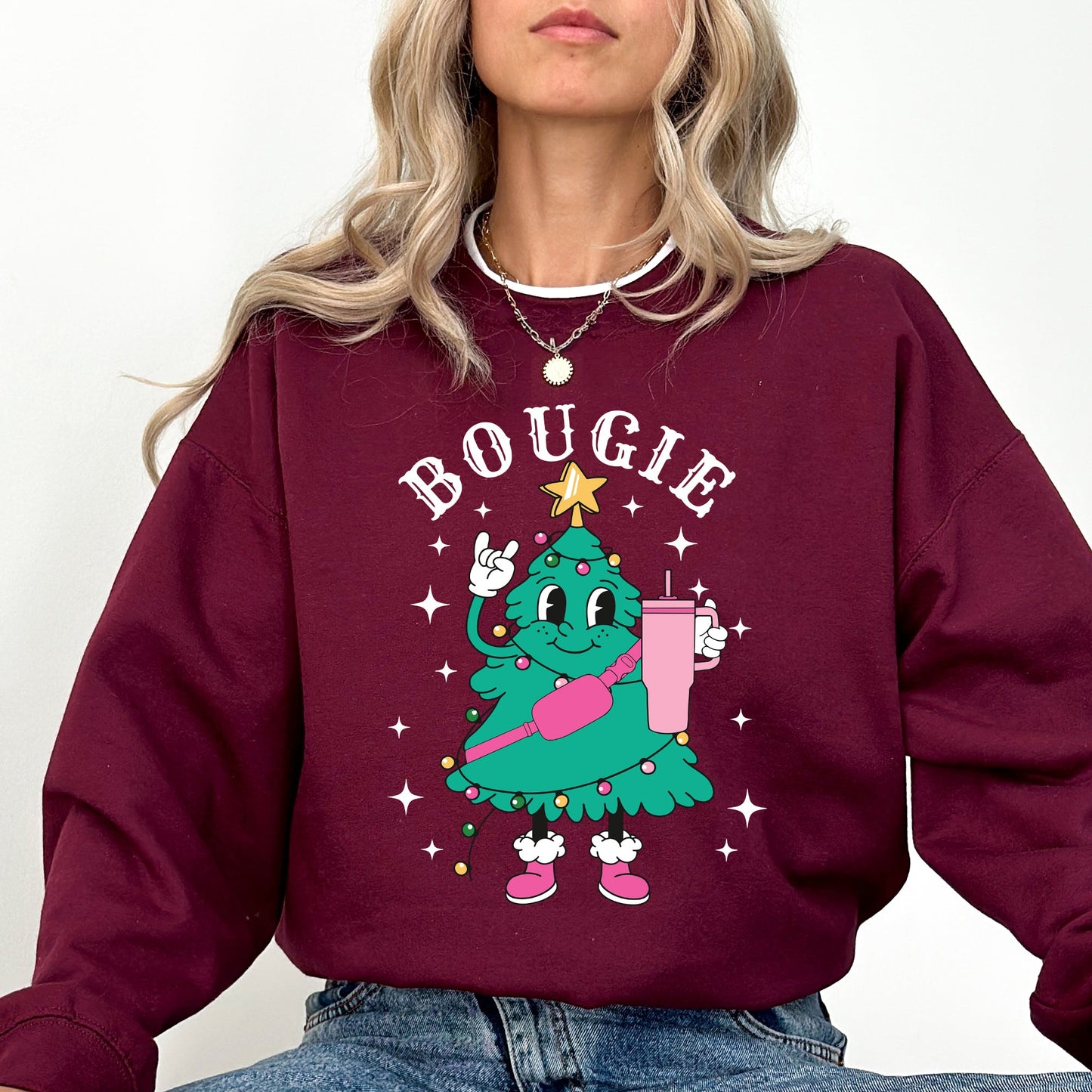 Bougie Christmas Tree, Santa, Winter, Snow, Xmas Sweatshirt