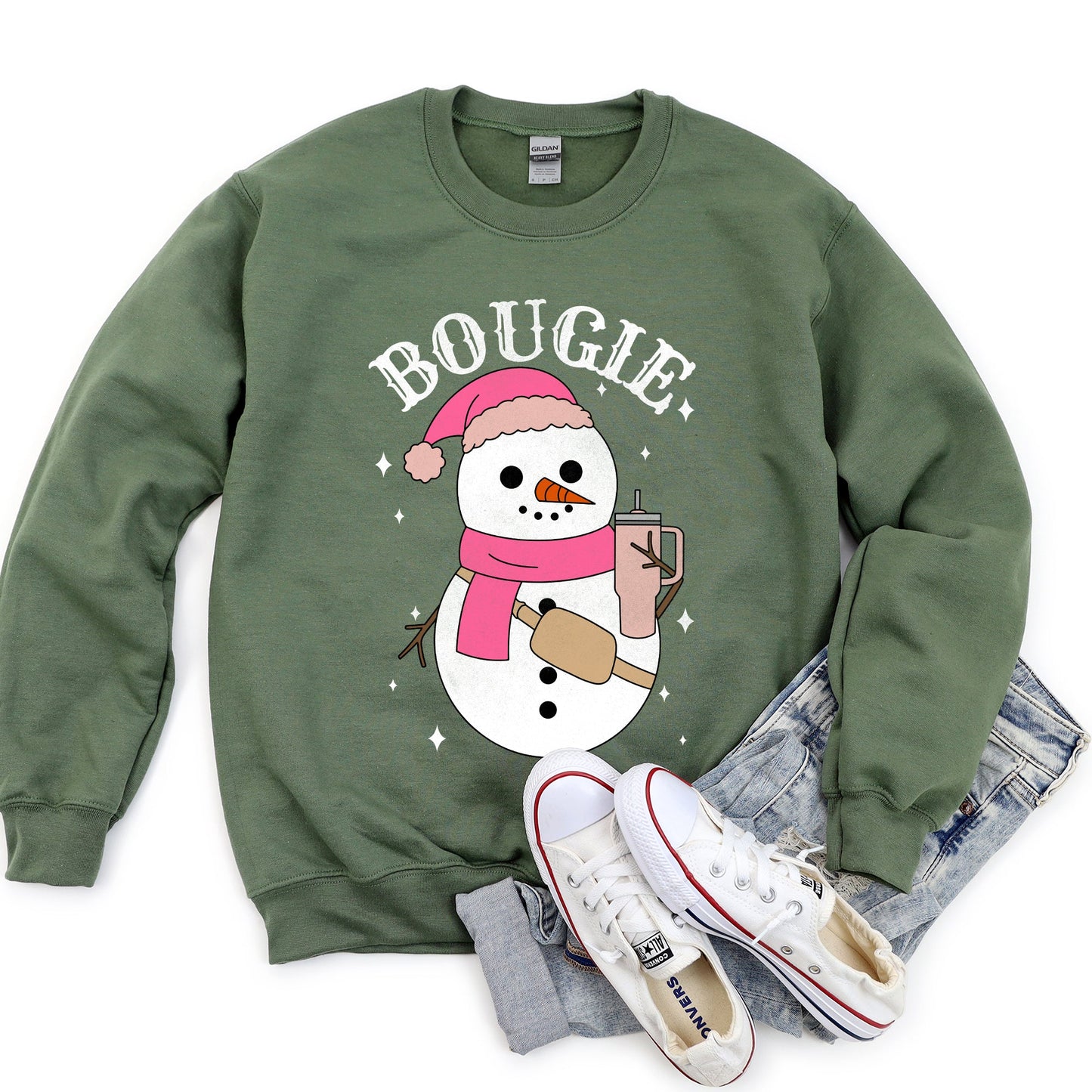 Bougie Snowman, Christmas, BooJee Sweatshirt