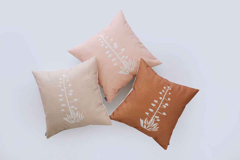 Agave Bloom Clay Brown Linen Pillow, College Student Gift, Christmas Gift, Mother's Day Gift