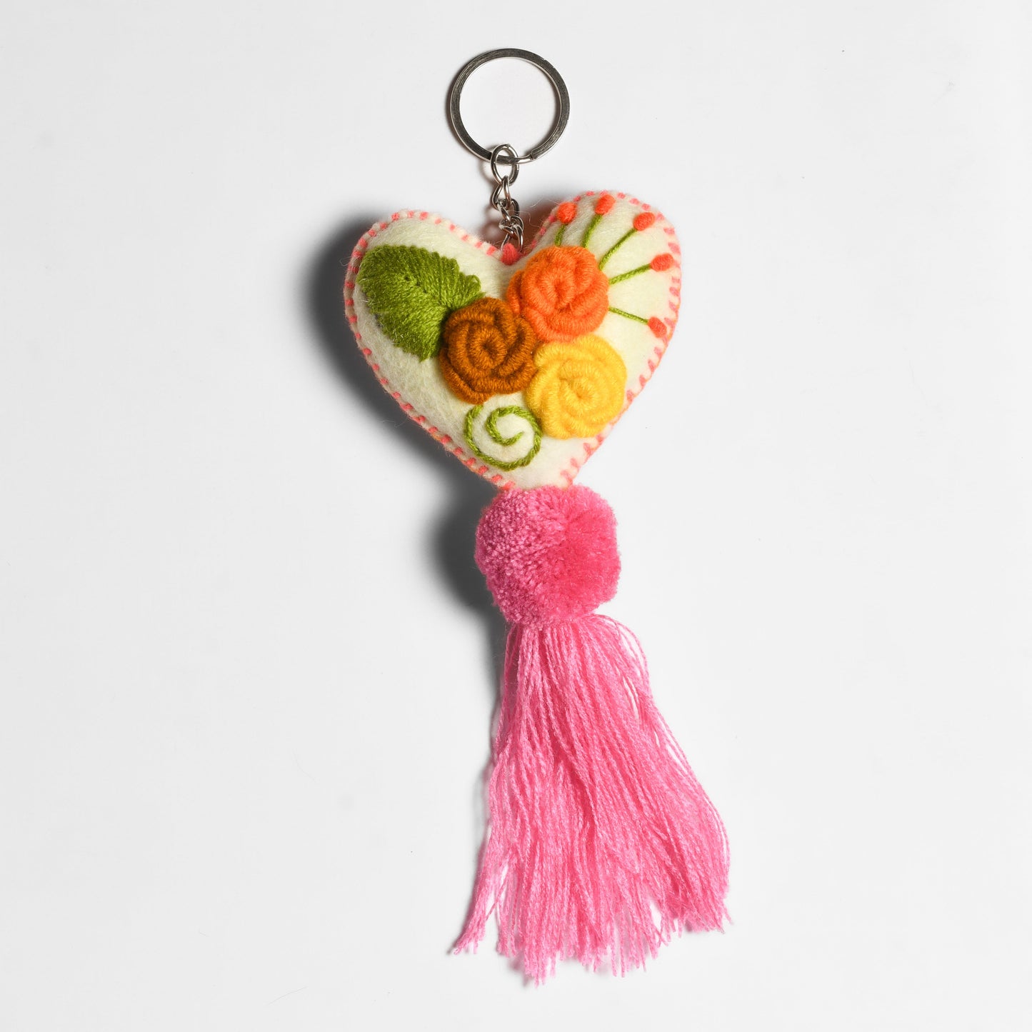 Rapture Embroidered Heart Love Handmade Key Chain | Zipper Pull - Mexico