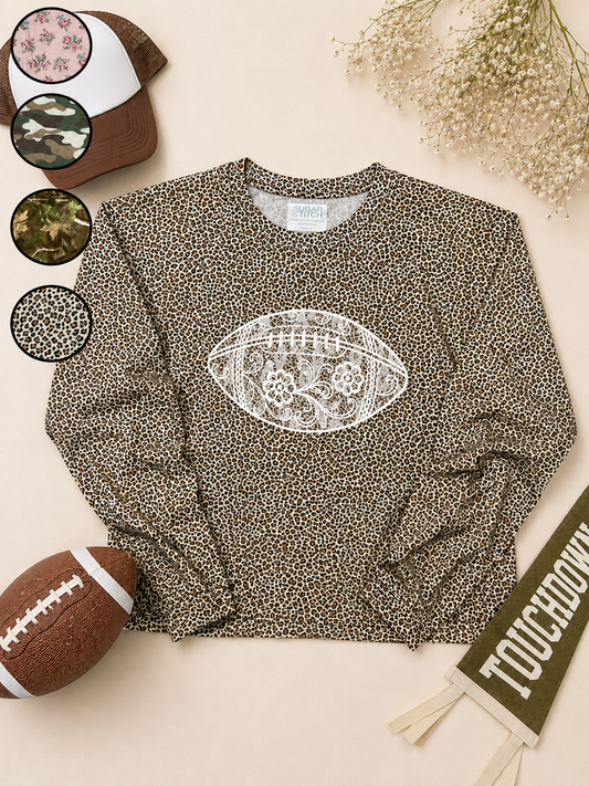 Football Lace Graphic AOP Edgy Long Sleeve Graphic Shirt