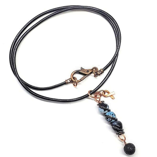 Child Abuse Awareness Agate Necklace With Lava Rock Bead
