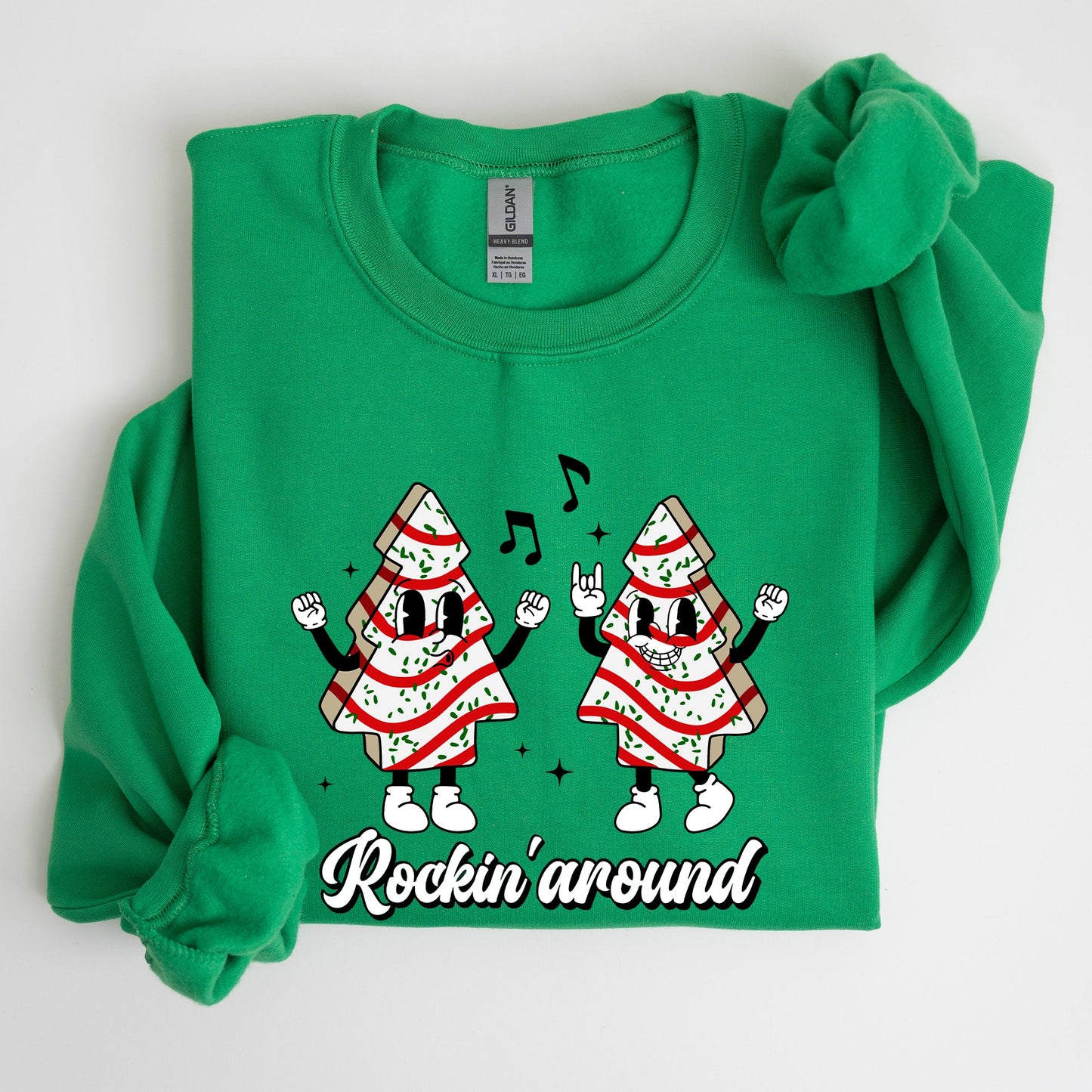 Christmas Cakes, Rockin Around, Pocket, Carols, Santa, Snow, Winter, Xmas Sweatshirt