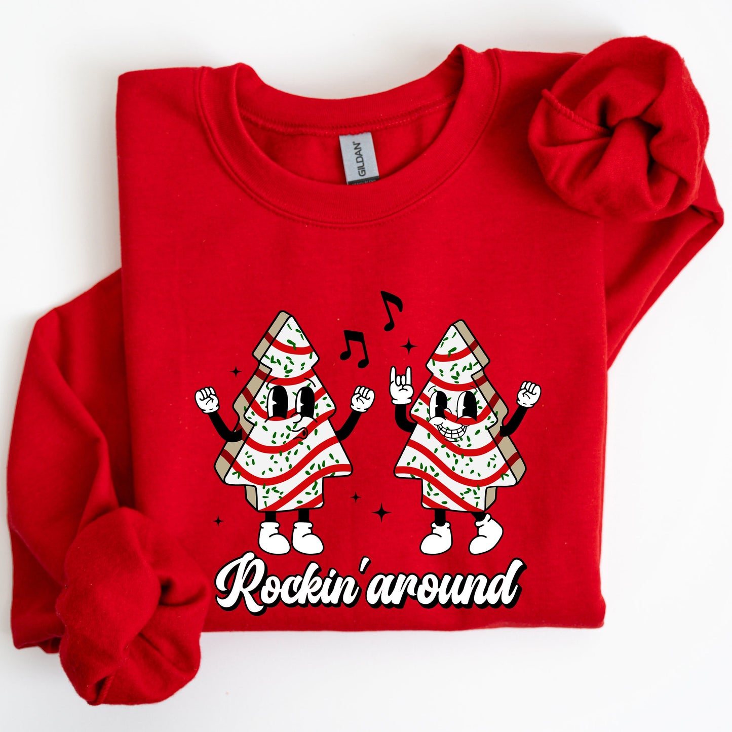 Christmas Cakes, Rockin Around, Pocket, Carols, Santa, Snow, Winter, Xmas Sweatshirt