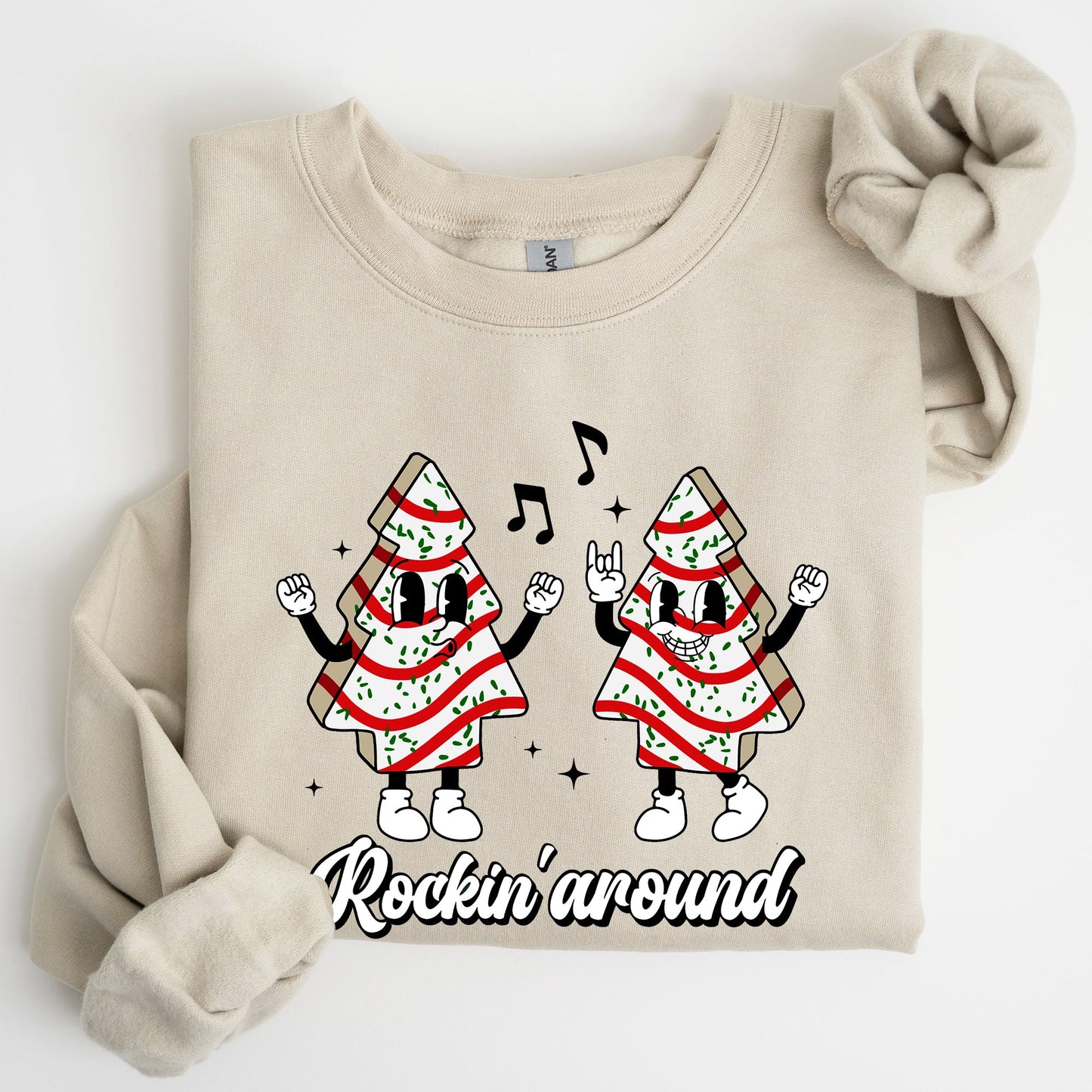 Christmas Cakes, Rockin Around, Pocket, Carols, Santa, Snow, Winter, Xmas Sweatshirt