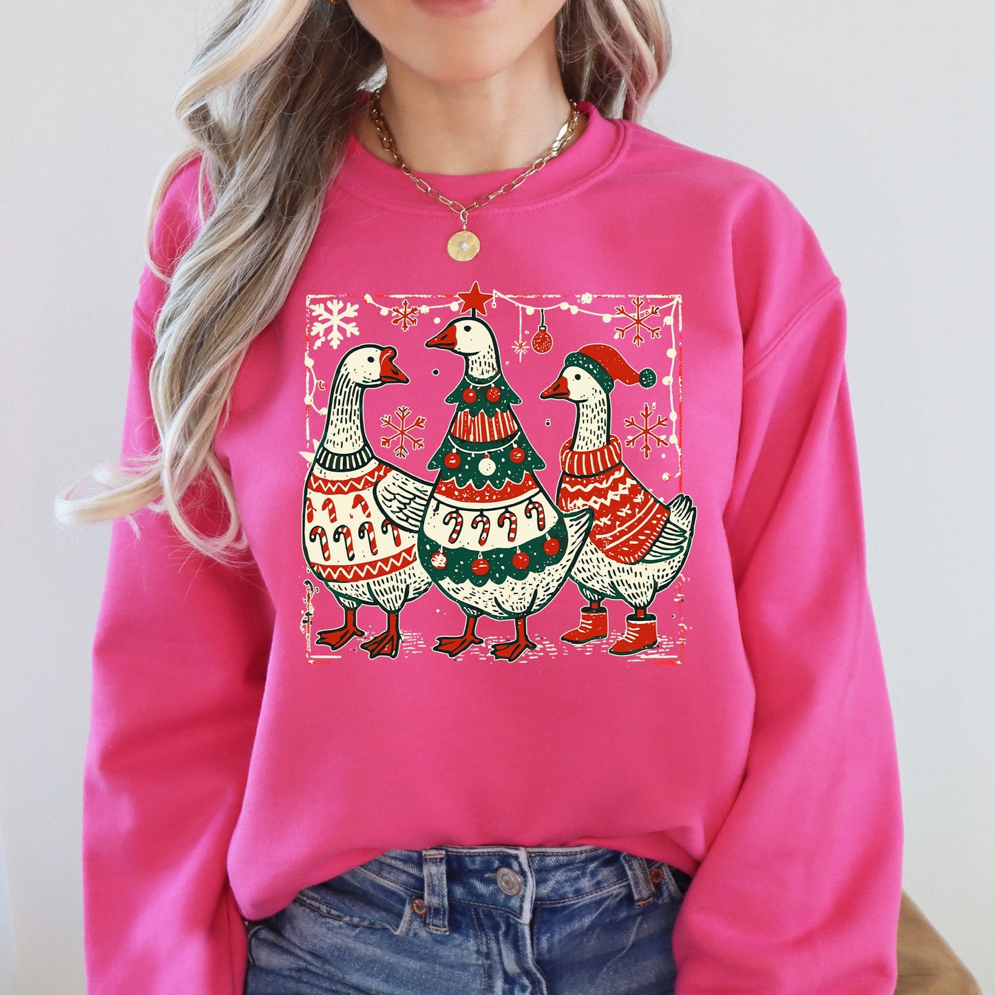 Christmas Geese, Sweaters, Funny, Adorable, Cute, Retro Sweatshirt