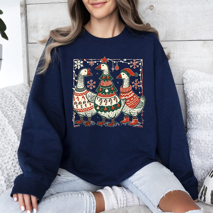 Christmas Geese, Sweaters, Funny, Adorable, Cute, Retro Sweatshirt