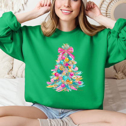 Colorful Christmas Tree, Pastels, Retro Sweatshirt