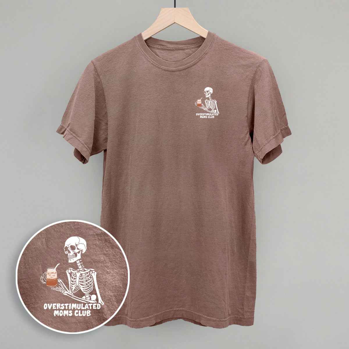 Overstimulated Moms Club (Skeleton + Coffee) (Left Chest)