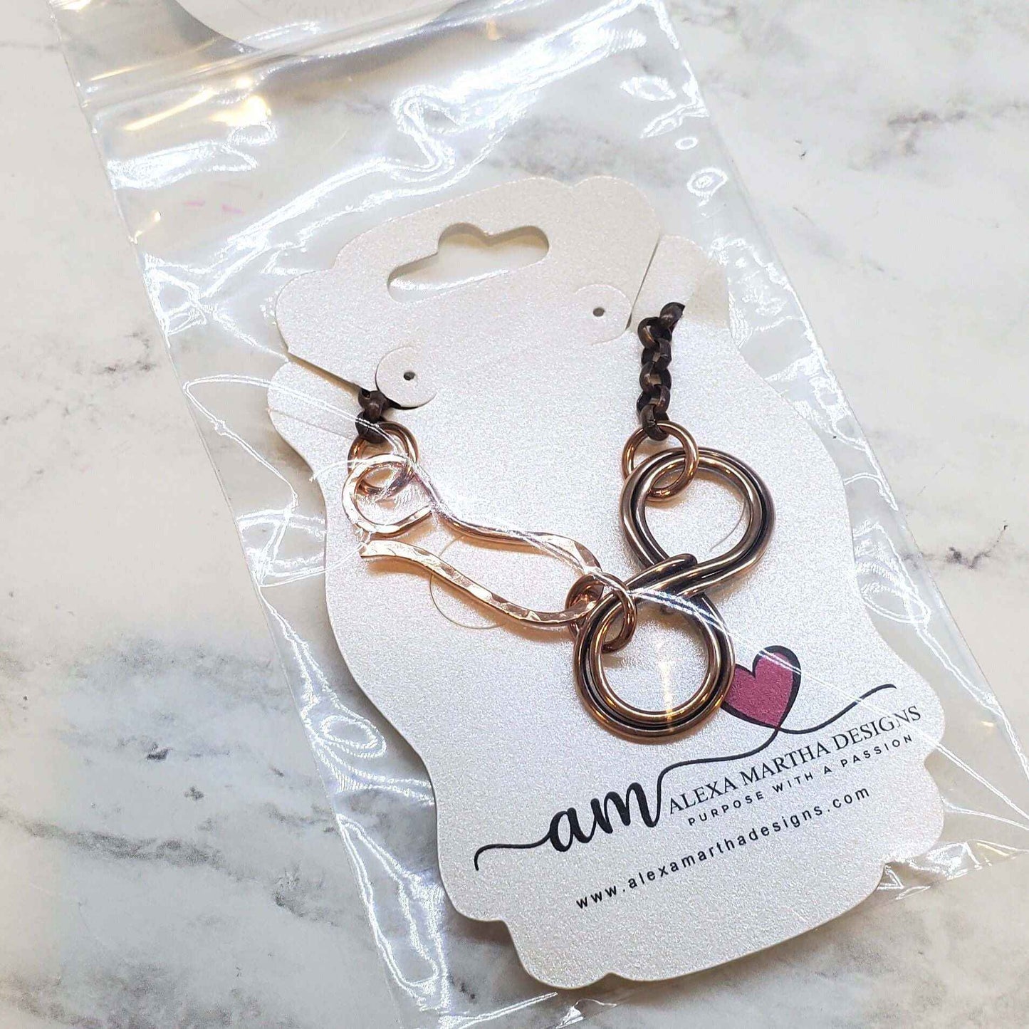 Wire Sculpted Copper Double Infinity Chain Bracelet