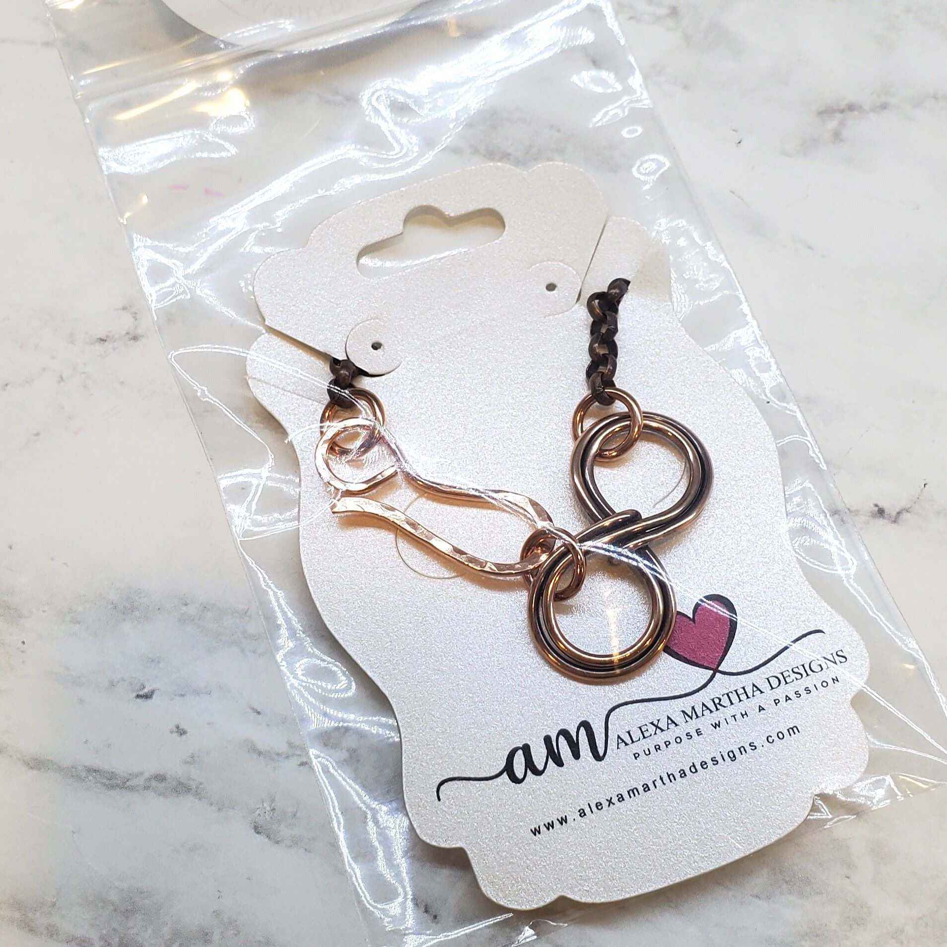 Wire Sculpted Copper Double Infinity Chain Bracelet