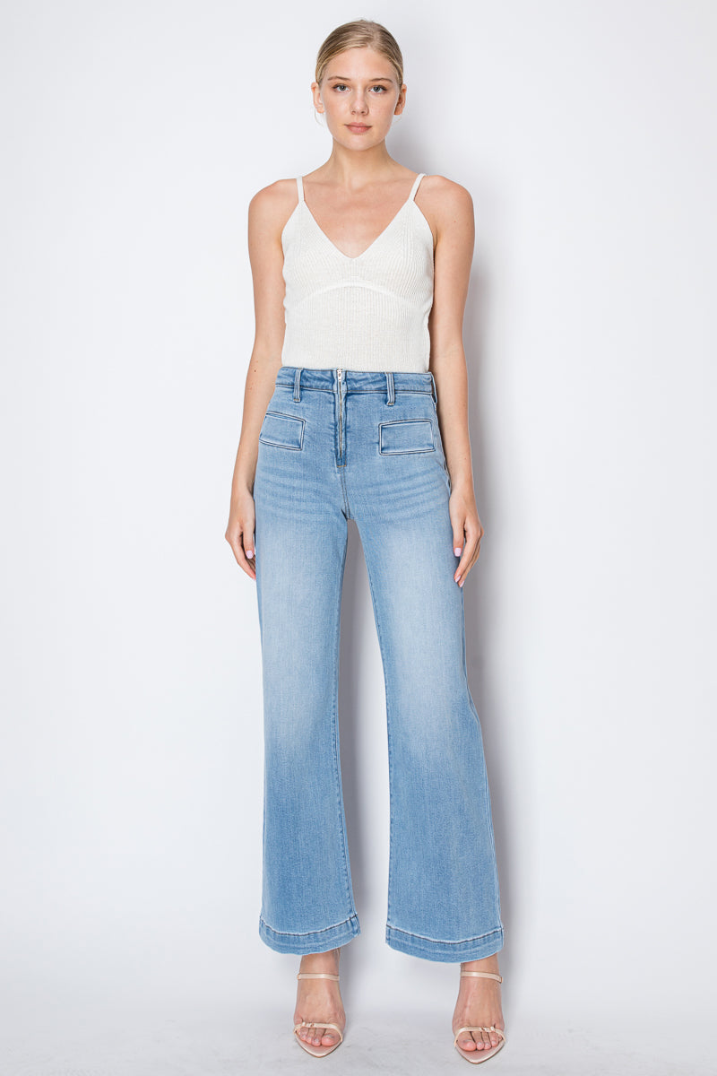 Noemi ECO Friendly Front Pocket Detail High Rise Flare Jeans