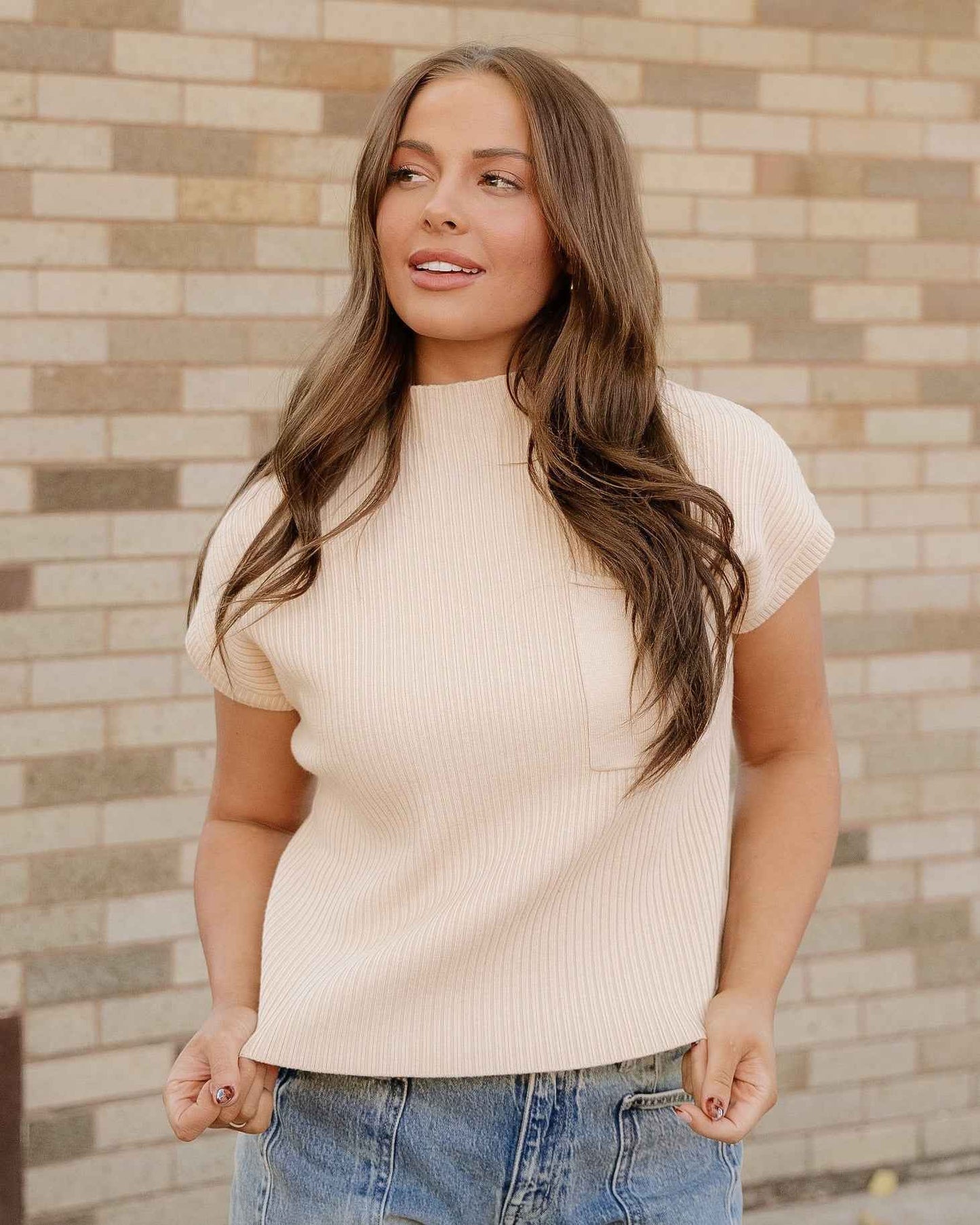 Ayla Short Sleeve Sweater - Oatmeal