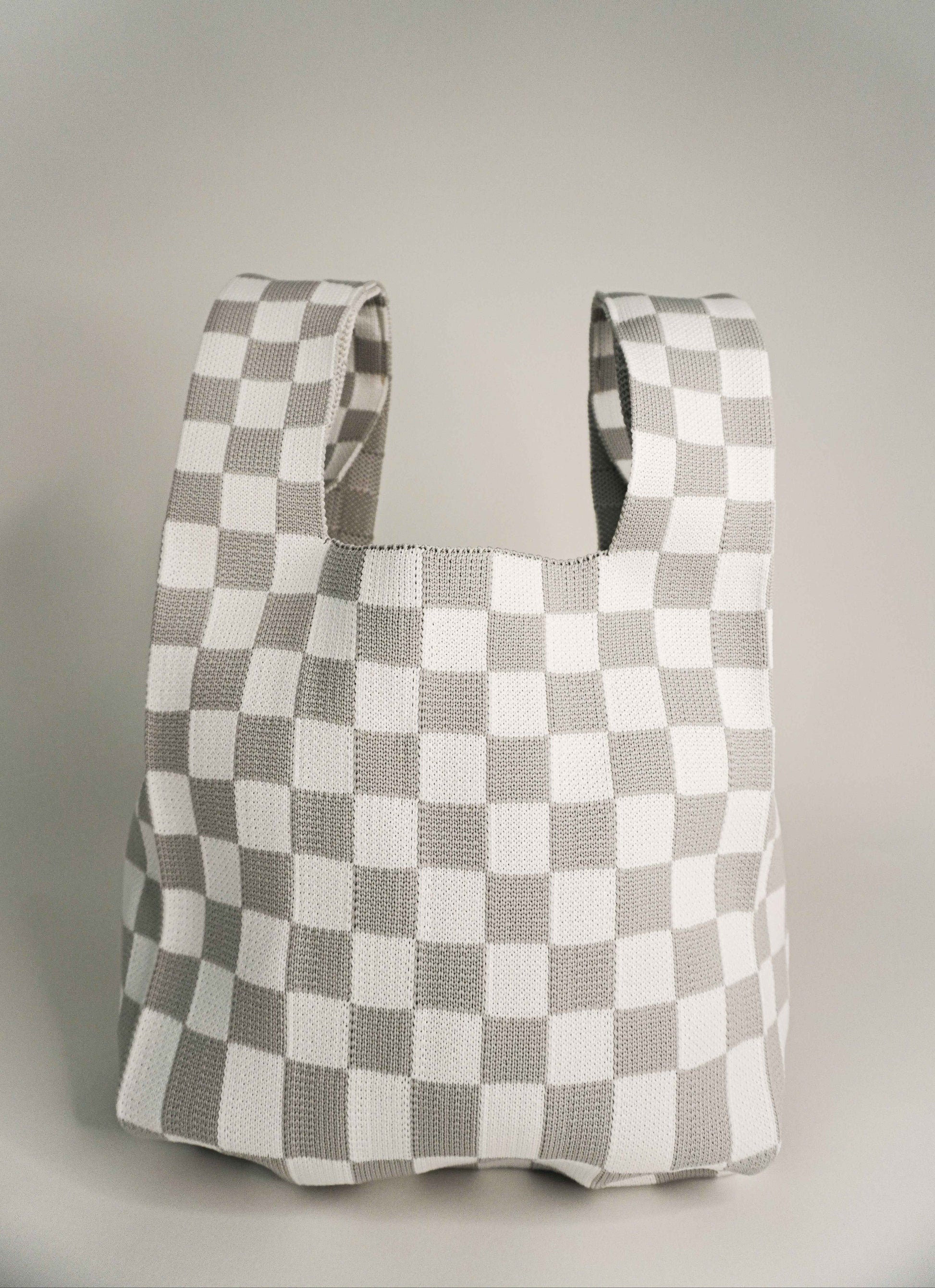 Classic Checkered Grey Handbag