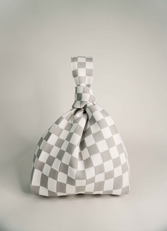 Classic Checkered Grey Handbag