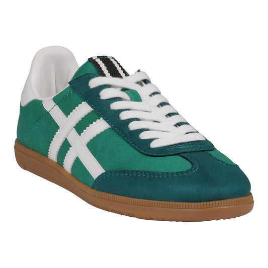 Women's Dakkah White Green Lace Up Sneaker