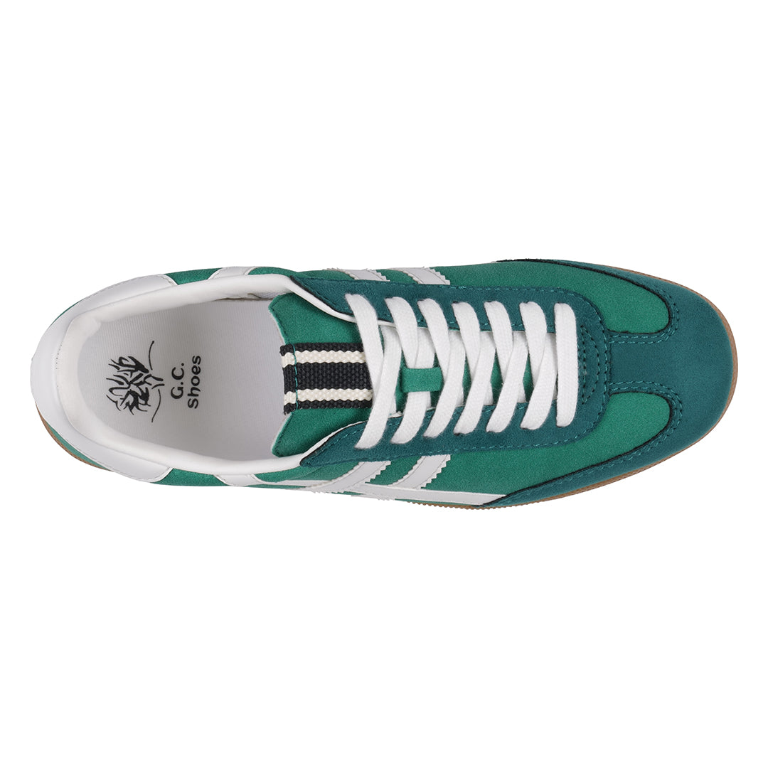 Women's Dakkah White Green Lace Up Sneaker