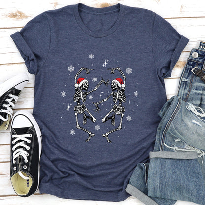 Dancing Skeletons, Christmas, Winter, Snowflakes, Snow - White Super Soft Tees