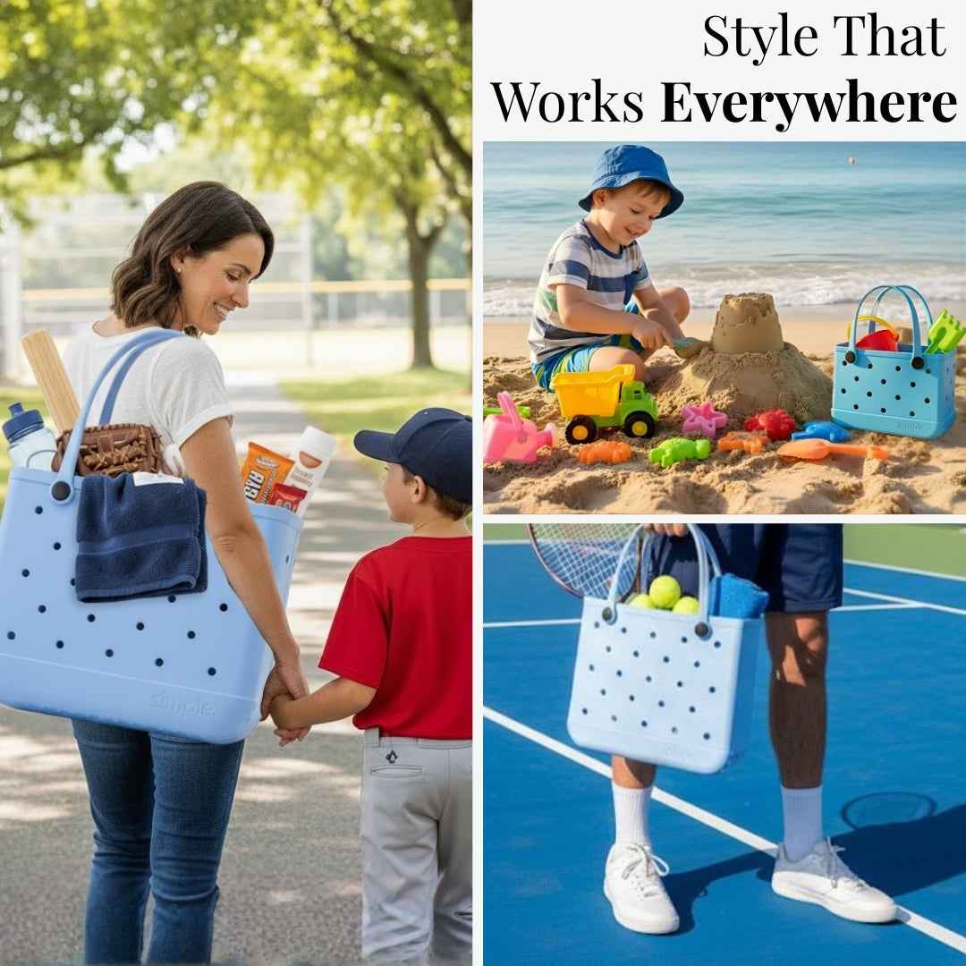 Rubber Tote Bag Set of 3 (XL/M/S) – Stylish Blue Tones EVA Bags, Great Value