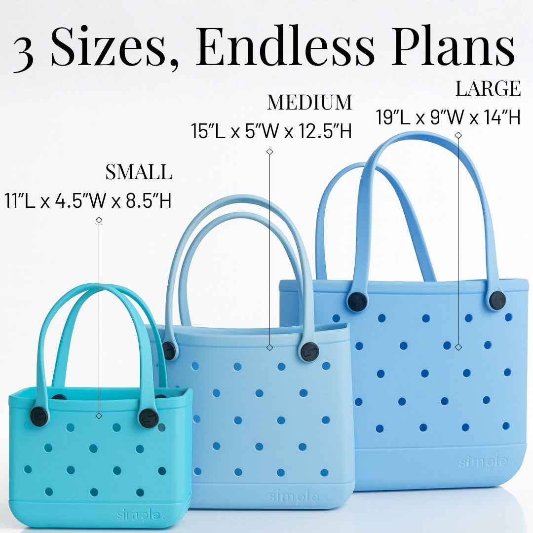 Rubber Tote Bag Set of 3 (XL/M/S) – Stylish Blue Tones EVA Bags, Great Value