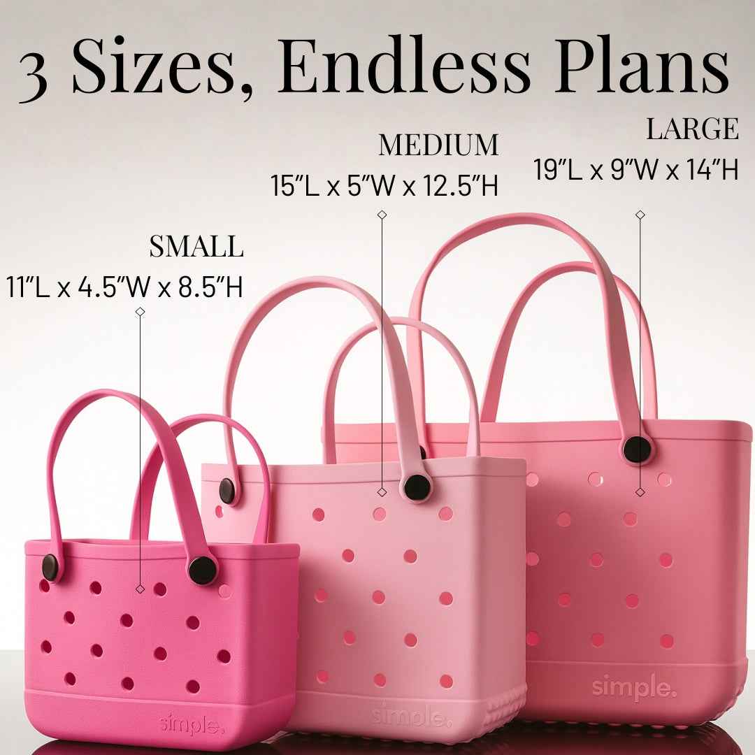 Rubber Tote Bag Set of 3 (XL/M/S) – Stylish Pink Tones EVA Bags, Great Value