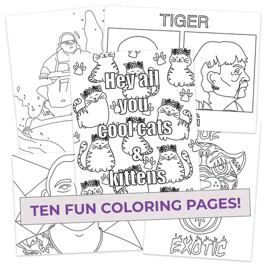 Exotic Colors Coloring Pages (10 Pack) for Fans of Tiger King