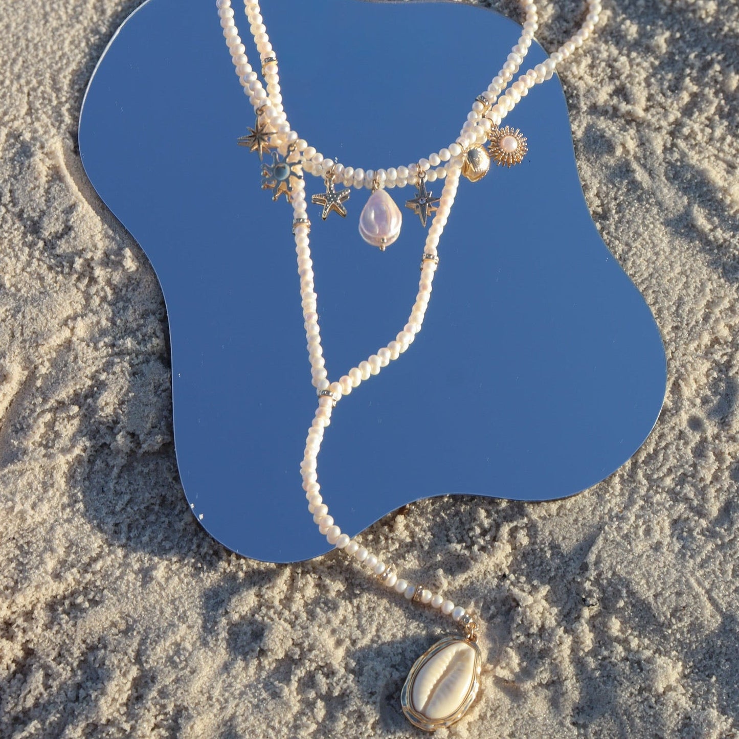 Eternal Afterglow Pearl Seashell Necklace Set