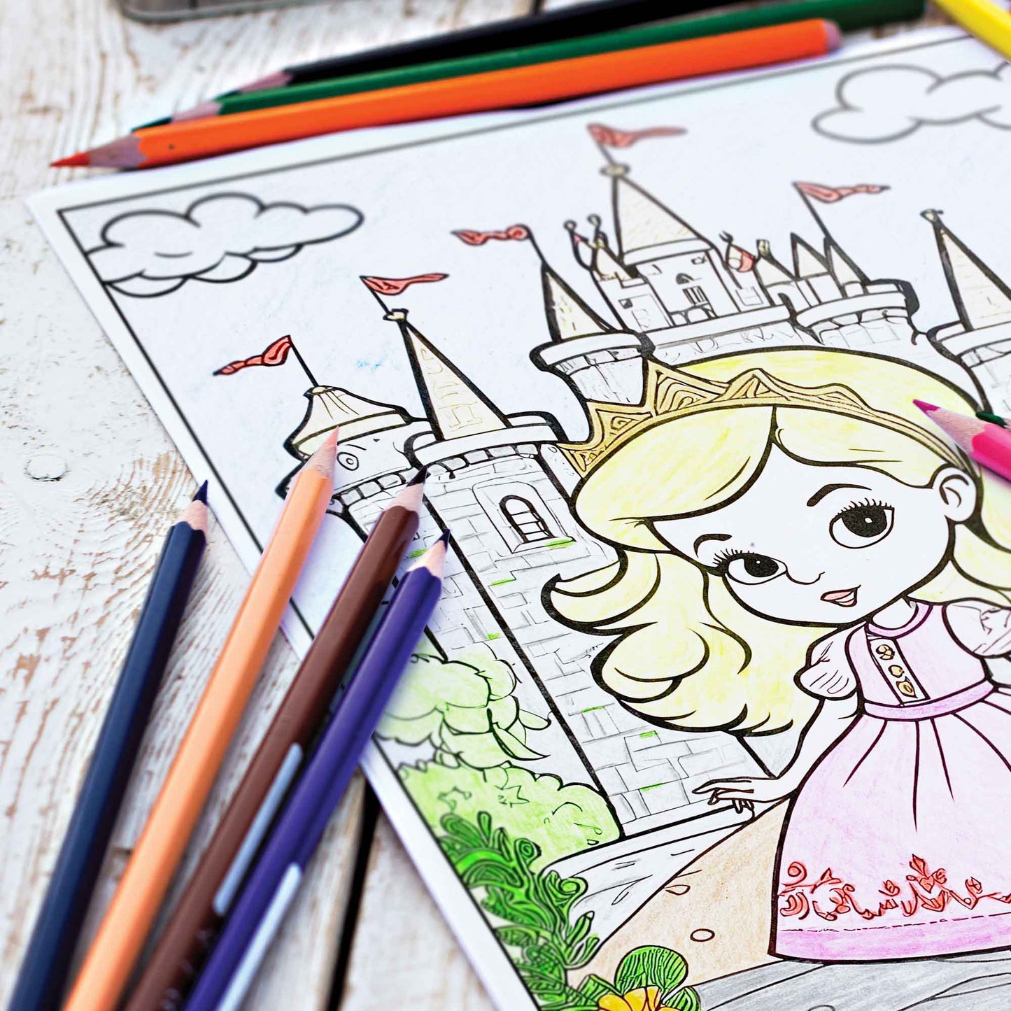 Fairy Tale Colors Coloring Pages (10 Pack)