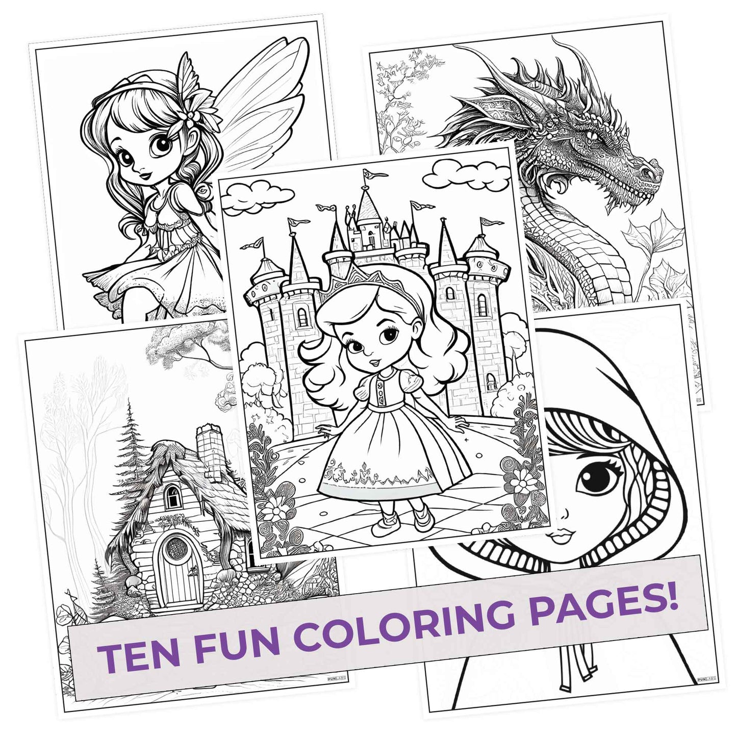 Fairy Tale Colors Coloring Pages (10 Pack)