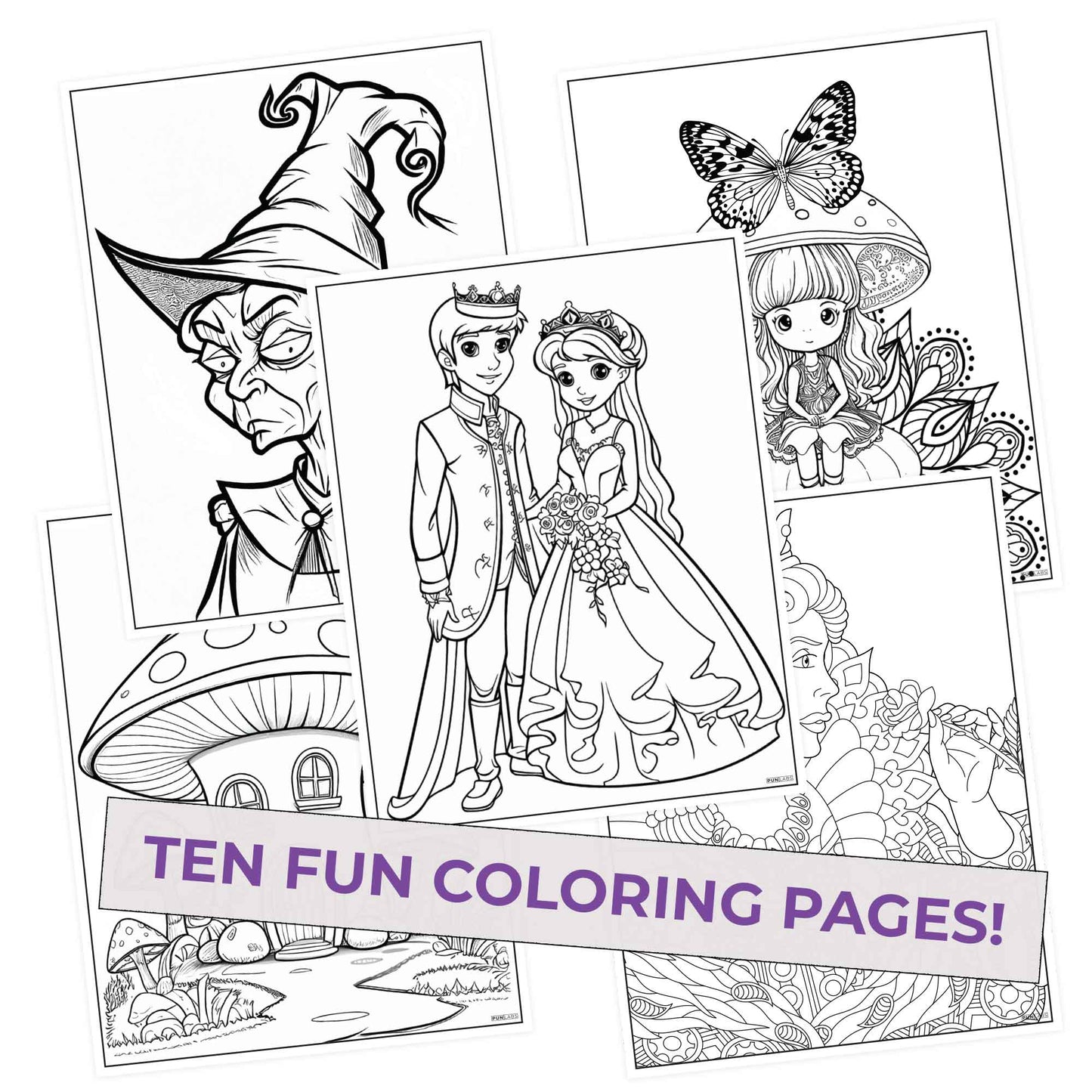 Fairy Tale Colors Coloring Pages (10 Pack)
