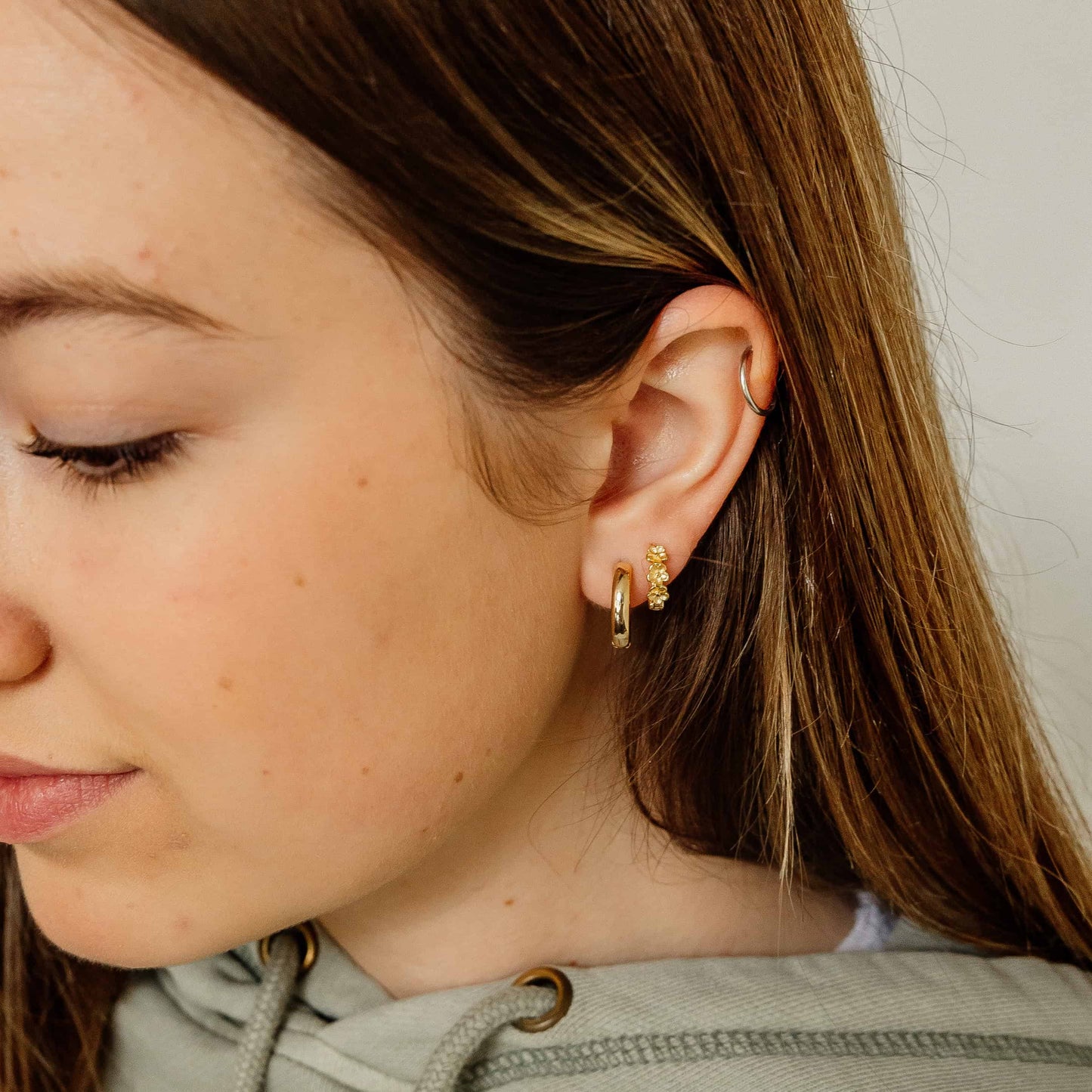 Flower Huggie Hoops